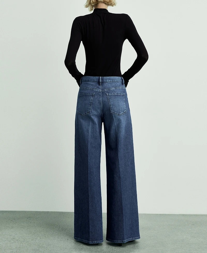 Mango Women's High-Waist Wide Leg Jeans
