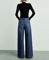 Mango Women's High-Waist Wide Leg Jeans