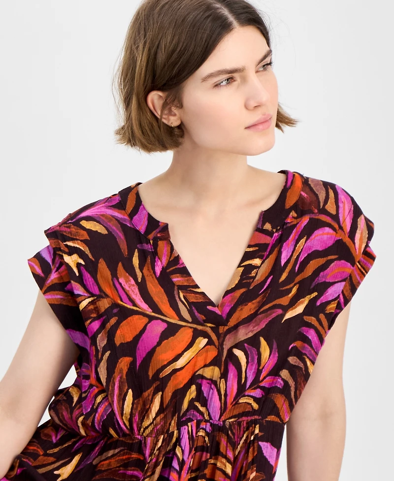 Democracy Women's Printed Extended-Shoulder Midi Dress