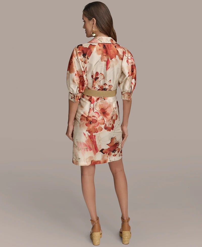 Donna Karan New York Women's Printed Belted Shirtdress