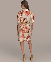 Donna Karan New York Women's Printed Belted Shirtdress