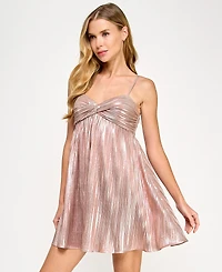 Seni & Cade Juniors' Metallic Pleated Fit Flare Dress