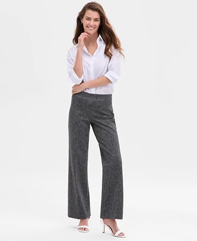 Anne Klein Women's Mid-Rise Pull-On Wide-Leg Pants