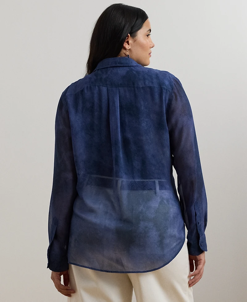 Lauren Ralph Lauren Plus Size Classic-Fit Print Chiffon Shirt