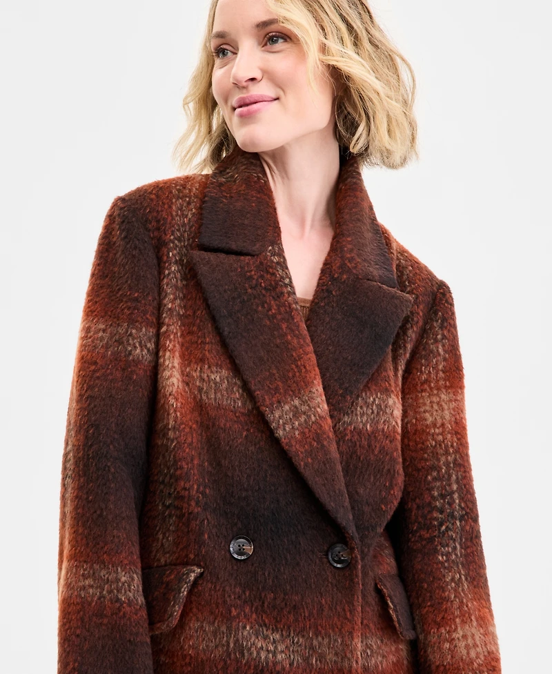 Bcbg Women's Double-Breasted Plaid Coat
