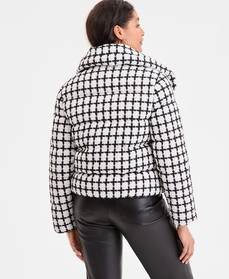 Bcbgmaxazria Women's Short Tweed Puffer Coat, Exclusively at Macy's