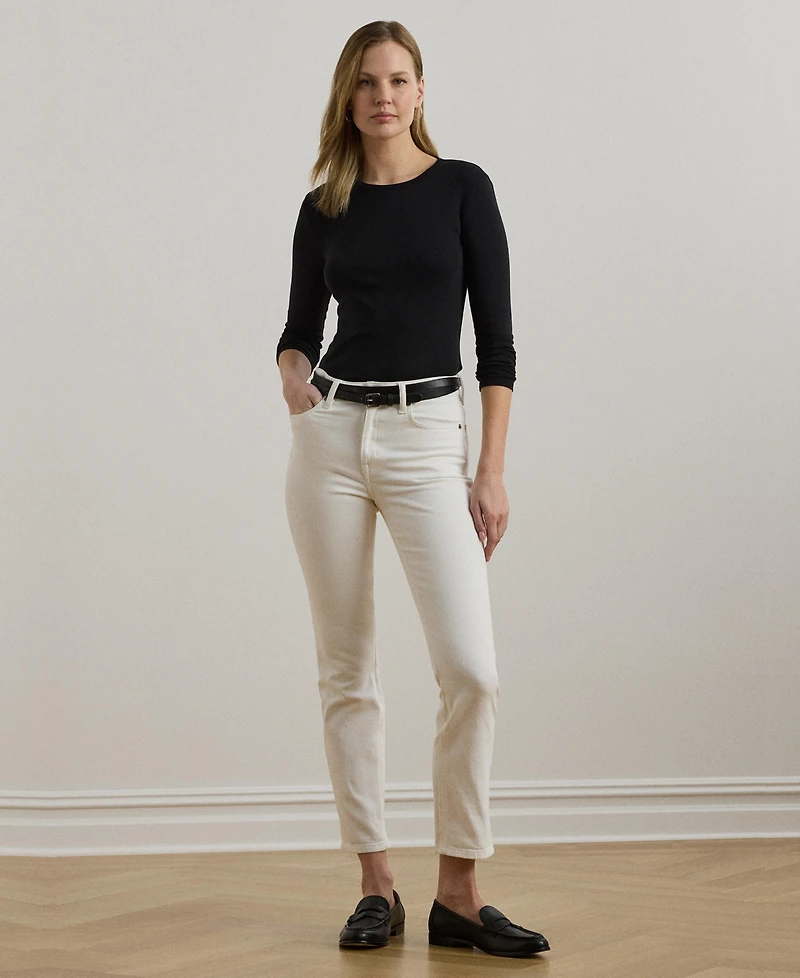 Lauren Ralph Cotton-Blend Long-Sleeve Top