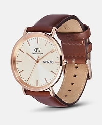 Daniel Wellington Men's Analog Brown Genuine Leather Watch, 40mm