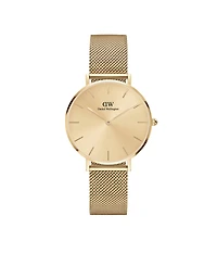 Daniel Wellington Unisex Analog Gold-Tone Stainless Steel Mesh Watch, 32mm