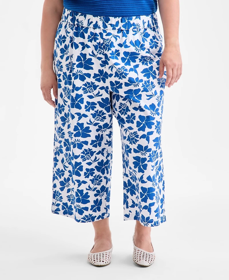 Style & Co Plus Floral-Print Wide-Leg Pants, Exclusively at Macy's