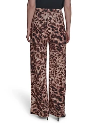 Halston Women's Printed Mid-Rise Wide-Leg Pull-On Pants