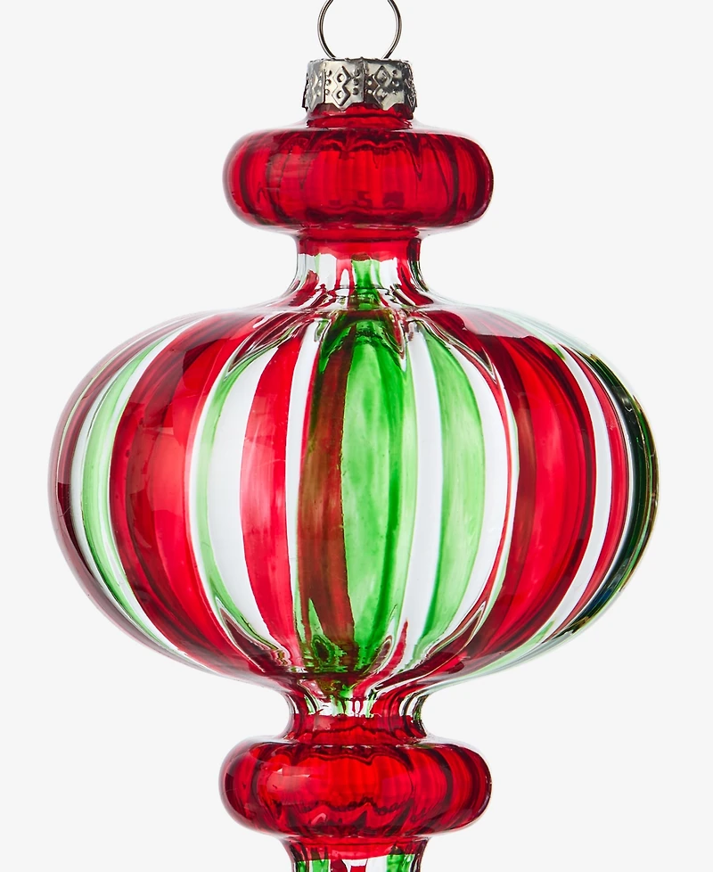 Holiday Lane Christmas Cheer Glass Red and Green Finial Ornament, Macy's Exclusive