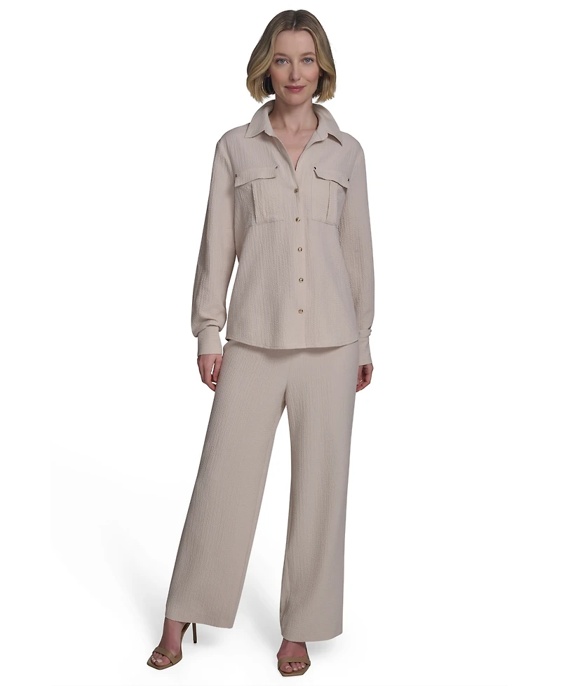 Halston Women's Drawstring Pull-On Wide-Leg Pants