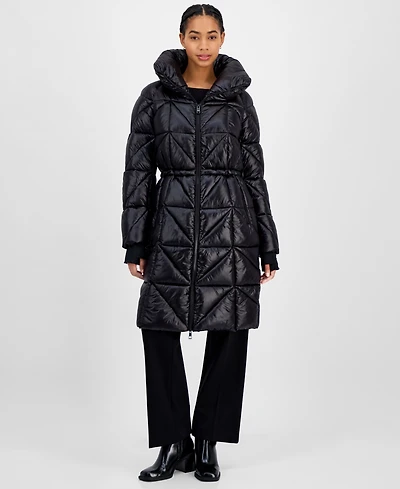 Bcbg Women's Quilted Thumbhole-Cuff Puffer Coat