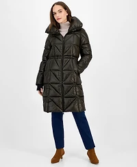 Bcbg Women's Quilted Thumbhole-Cuff Puffer Coat