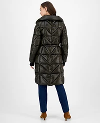 Bcbg Women's Quilted Thumbhole-Cuff Puffer Coat
