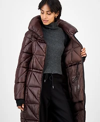 Bcbg Women's Quilted Thumbhole-Cuff Puffer Coat