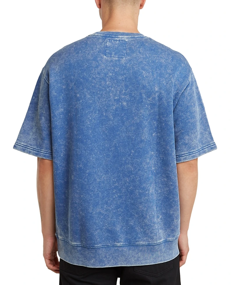 G-Star Raw Men's Relaxed Fit Short Sleeve Acid Wash Sweatshirt