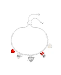 Disney Crystal Mickey and Minnie Heart Bolo Bracelet