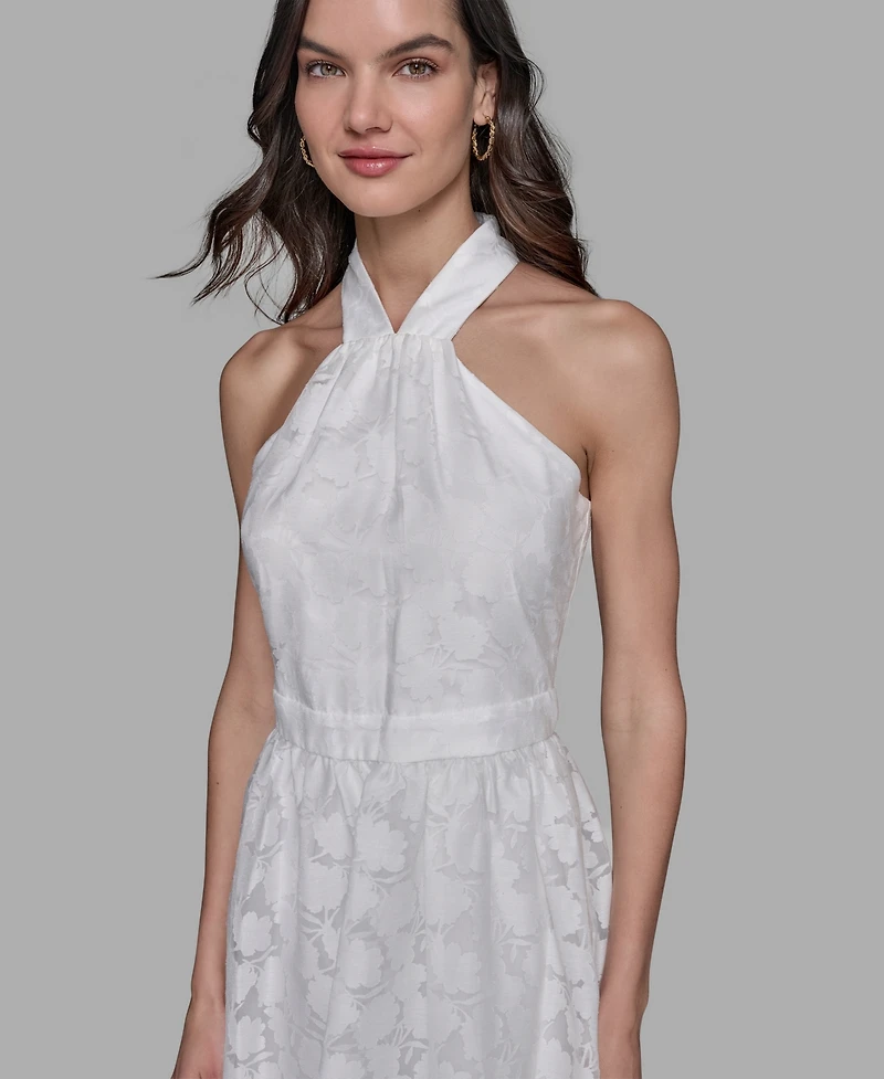 Karl Lagerfeld Paris Women's Organza Burnout Midi Dress