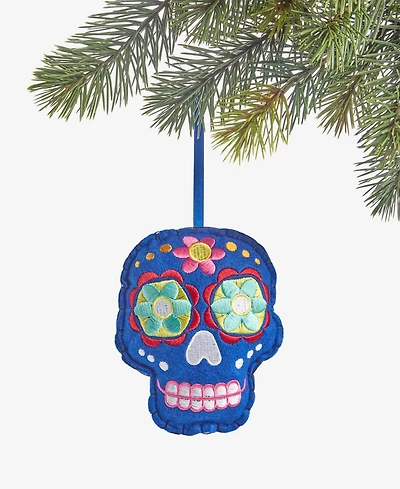 Holiday Lane Day of the Dead Fabric Skull Ornament, Macy's Exclusive