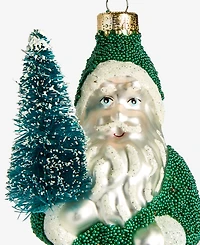 Holiday Lane Enchanted Emerald Green Santa Ornament, Macy's Exclusive