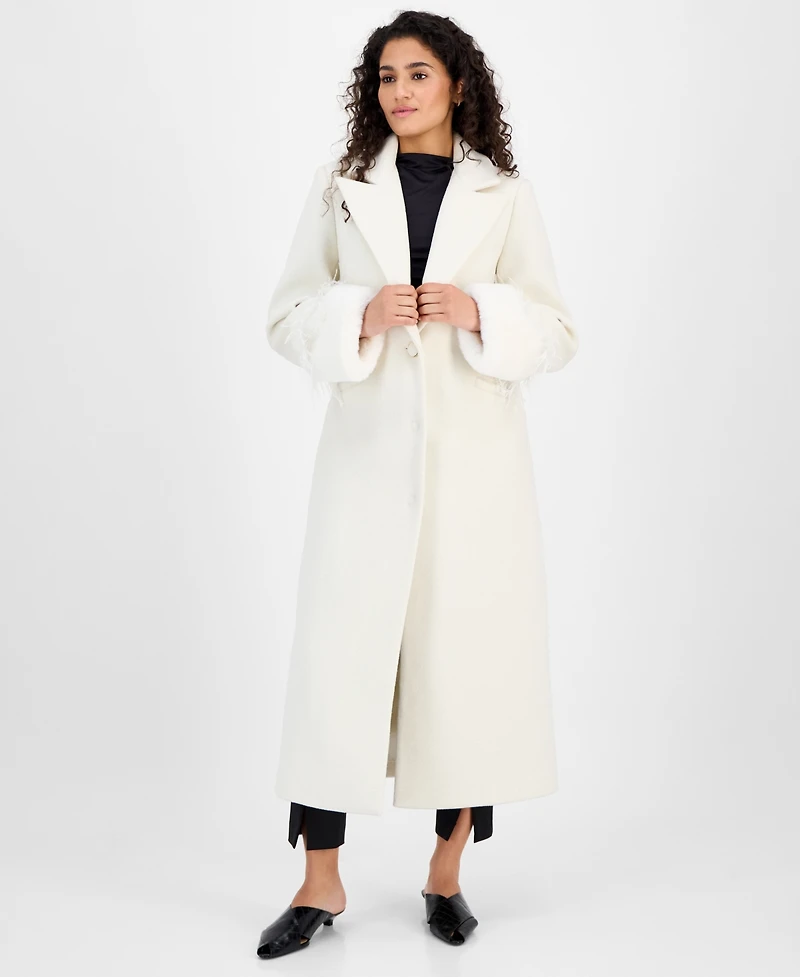 CeCe Women's Notched-Collar Single-Breasted Maxi Coat