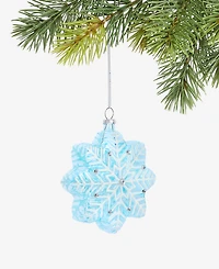Holiday Lane Enchanted Emerald Blue Glass Snowflake Ornament, Macy's Exclusive