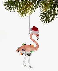 Holiday Lane Florida Santa Flamingo Glittered Ornament, Macy's Exclusive