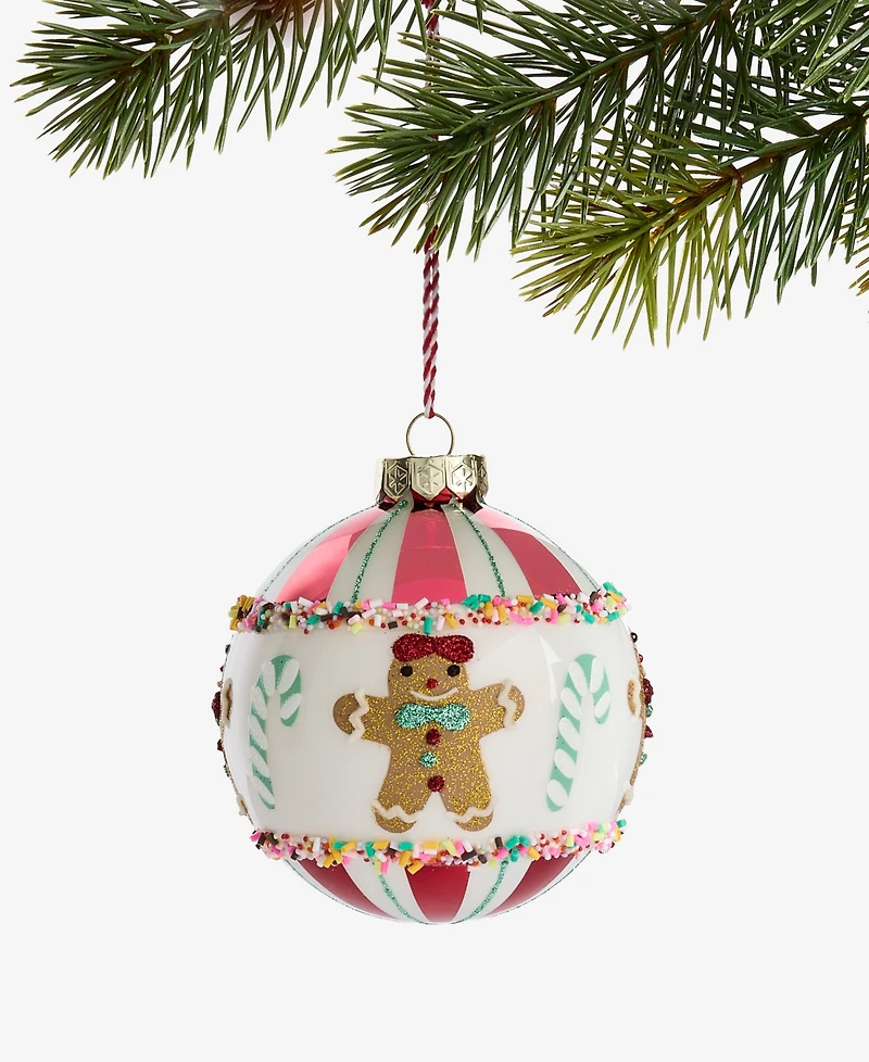 Holiday Lane Gingerbread Village Glass Ball Ornament, Macy's Exclusive