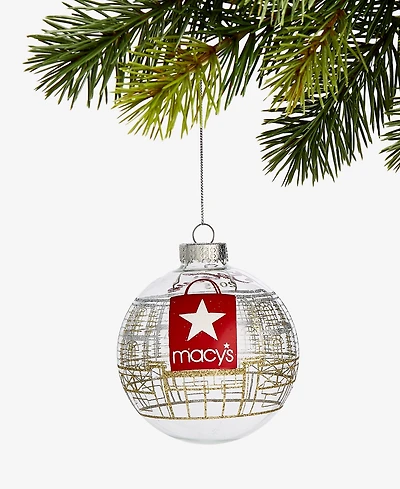Holiday Lane Macy's Glass Glittered Ball Ornament, Macy's Exclusive