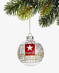 Holiday Lane Macy's Glass Glittered Ball Ornament, Macy's Exclusive