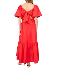 CeCe Women's Square-Neck Puff-Sleeve Tie-Back Maxi Dress