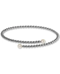 Eliot Danori Silver-Tone Imitation Pearl & Cubic Zirconia Maisie Bypass Bracelet, Exclusively at Macy's