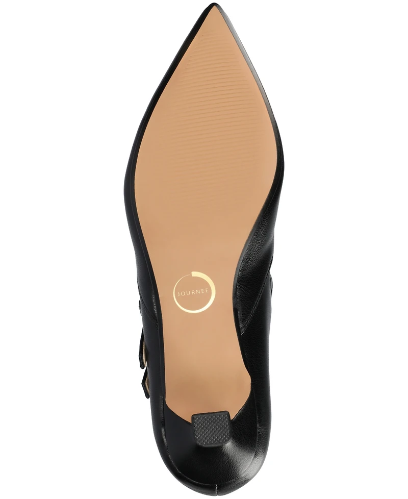 Journee Collection Women's Carnation Mary Jane Pointed Toe Comfort Pumps