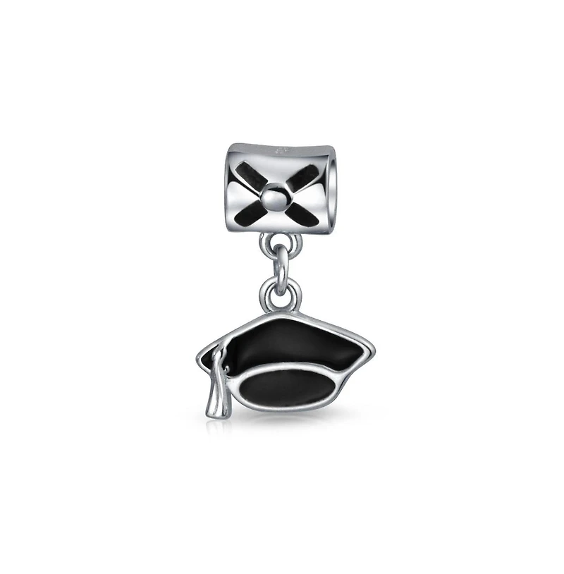 Bling Jewelry Set of 2 Graduation Cap & Words Honor Student Dangle Charm Bead Sterling Silver