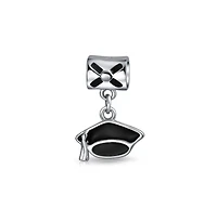 Bling Jewelry Set of 2 Graduation Cap & Words Honor Student Dangle Charm Bead Sterling Silver