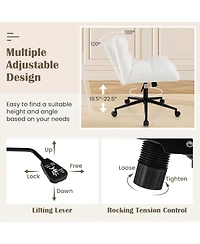 Cross Legged Chair with Wheels with Padded Seat Adjustable Height for Bedroom Study