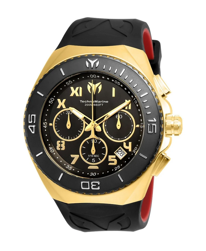 Technomarine Men's Tm-215066 Manta Ocean Quartz 3 Hand Black, Gold Dial Watch