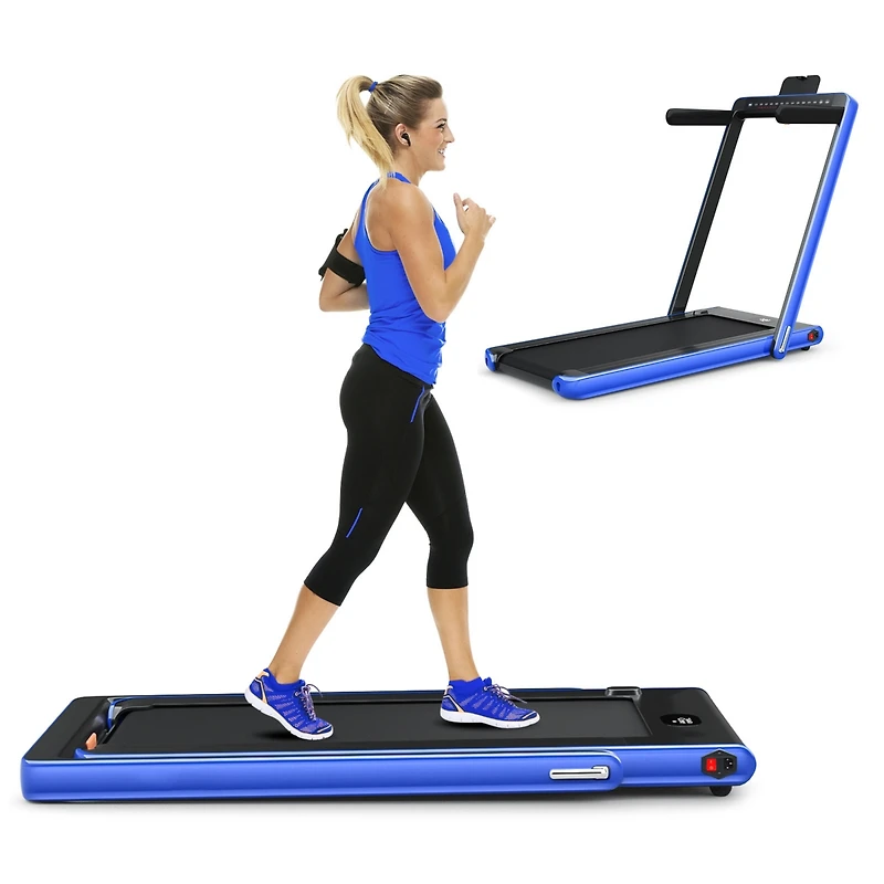 2-in-1 Electric Motorized Folding Treadmill with Dual Display, Speaker & Compact Design for Home Workouts