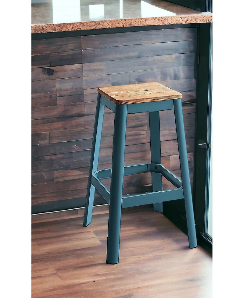 Wood and Metal Counter Height Bar Stool for Dining or Bar Seating