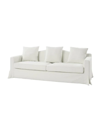 Traditional Antonio 83" Curved Back Slipcovered Sofa with Toss Pillows