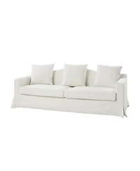 Traditional Antonio 83" Curved Back Slipcovered Sofa with Toss Pillows