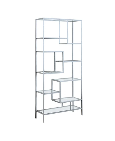 Industrial 9-Shelf Metal and Glass Bookcase – Home Office or Living Room