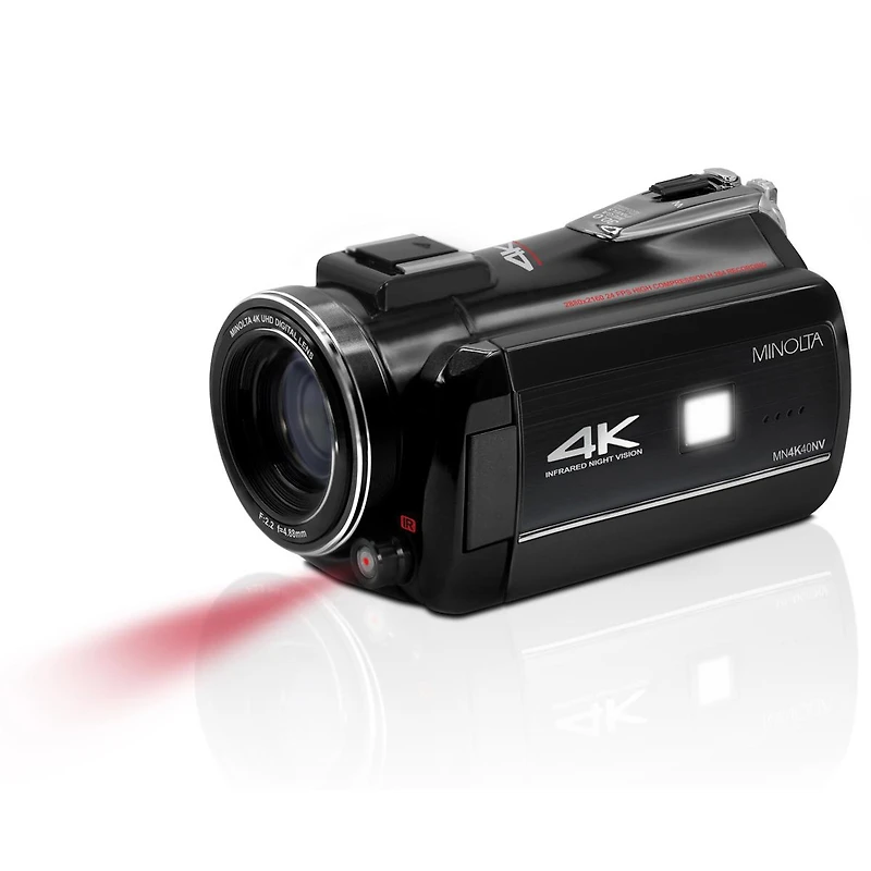 Minolta MN4K40NV 4K Ultra Hd 30MP 3" Touchscreen Night Vision Camcorder with Led Light, Black