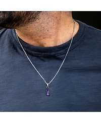 Vincero Men's Birthstone Tag Necklace - Silver Stainless Steel Pendant