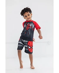 Avengers Boys Spider-Man Upf 50+ Rash Guard and Swim Trunks Outfit Set