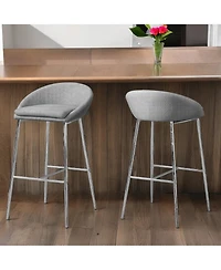 Modern Set of Two Metal Low Back Bar Chairs for Kitchen or Bar
