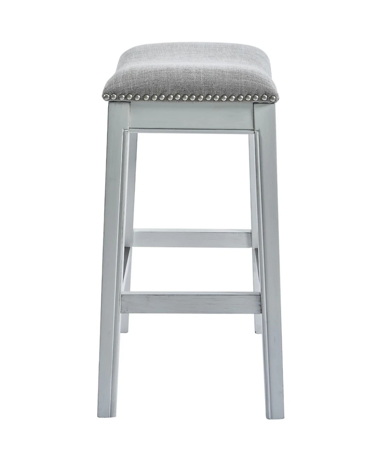 Upholstered And Solid Wood Backless Bar Height Bar Chair