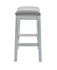 Upholstered And Solid Wood Backless Bar Height Bar Chair